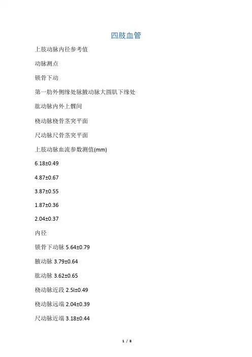 动脉流速正常值