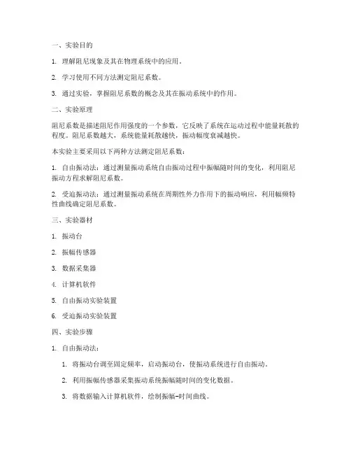 测定阻尼系数实验报告