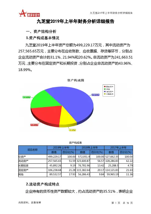 九芝堂2019年上半年财务分析详细报告