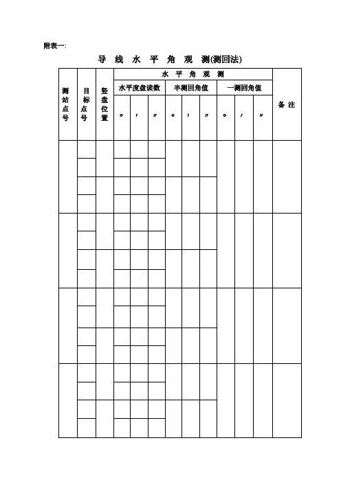 《工程测量》实习各种记录表格指导