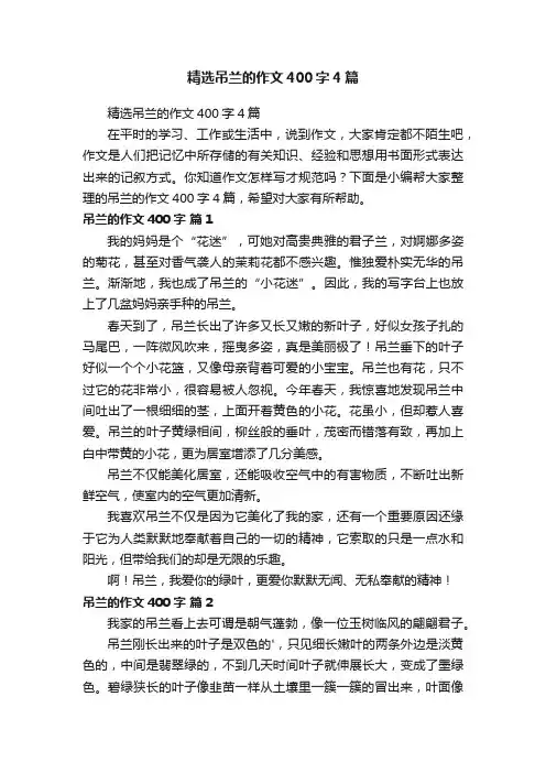 精选吊兰的作文400字4篇