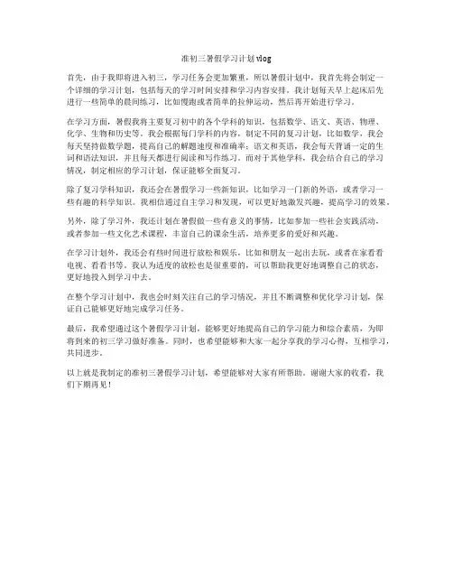 准初三暑假学习计划vlog