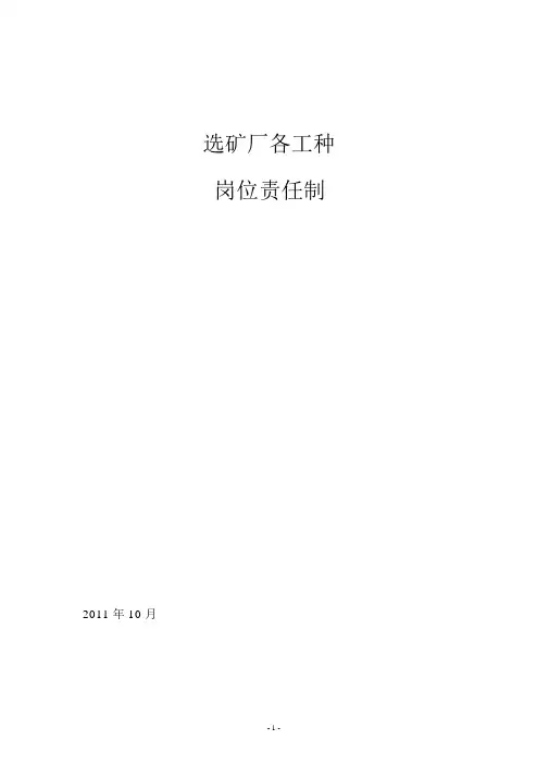 选矿厂各工种岗位职责职责