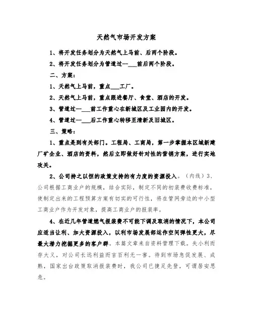 天然气市场开发方案(二篇)