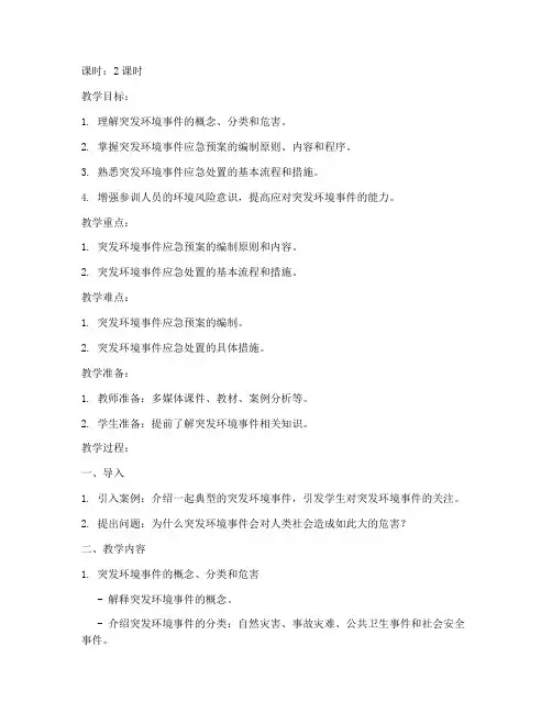突发环境应急预案培训教案