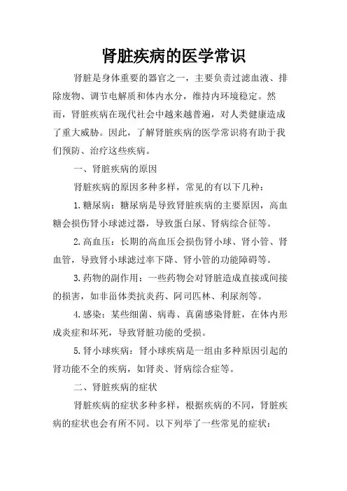 肾脏疾病的医学常识