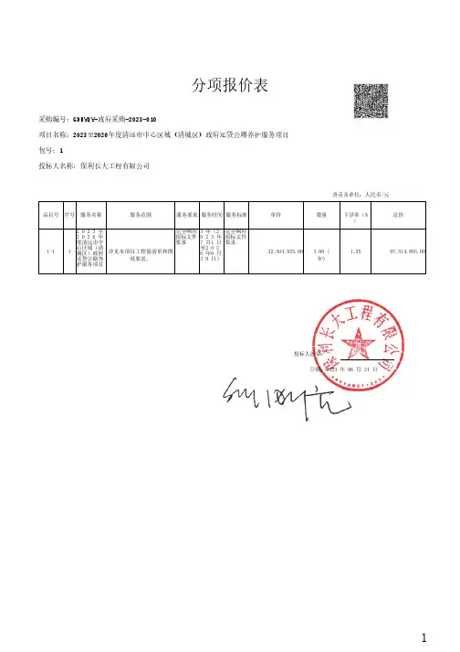 分项报价表