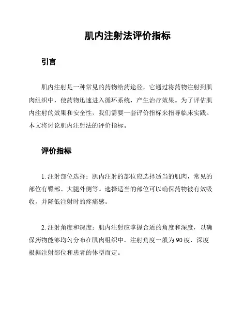 肌内注射法评价指标