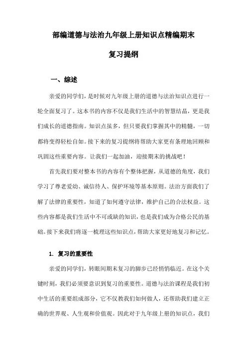 部编道德与法治九年级上册知识点精编期末复习提纲