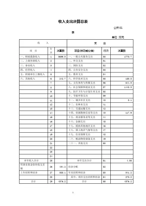 收入支出决算总表【模板】