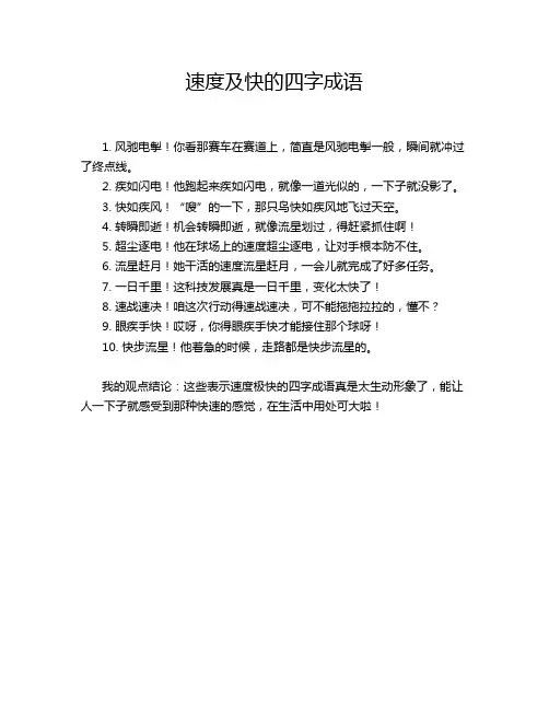 速度及快的四字成语