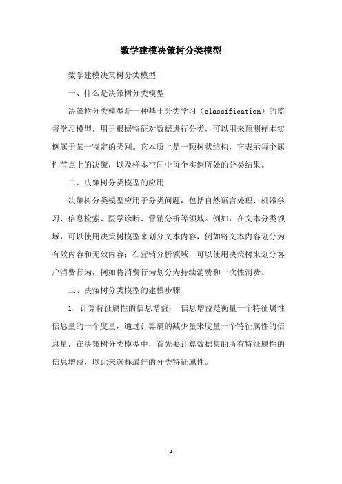 数学建模决策树分类模型