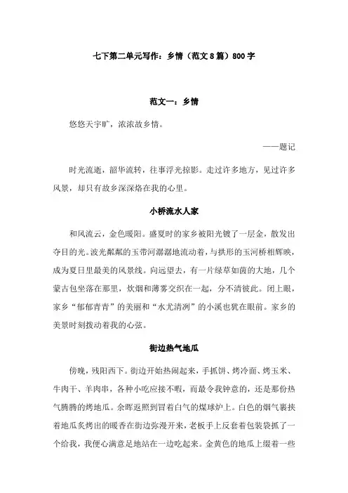 七年级下册《乡情》作文800字