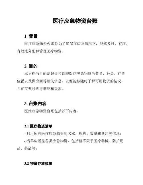 医疗应急物资台账