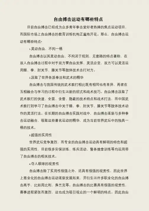 自由搏击运动有哪些特点