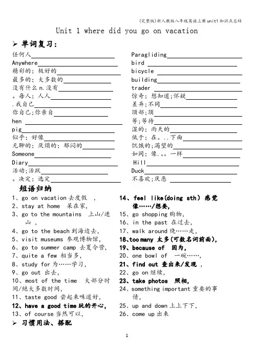 (完整版)新人教版八年级英语上册unit1知识点总结