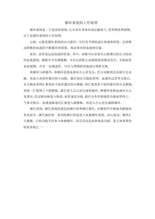 循环系统的工作原理
