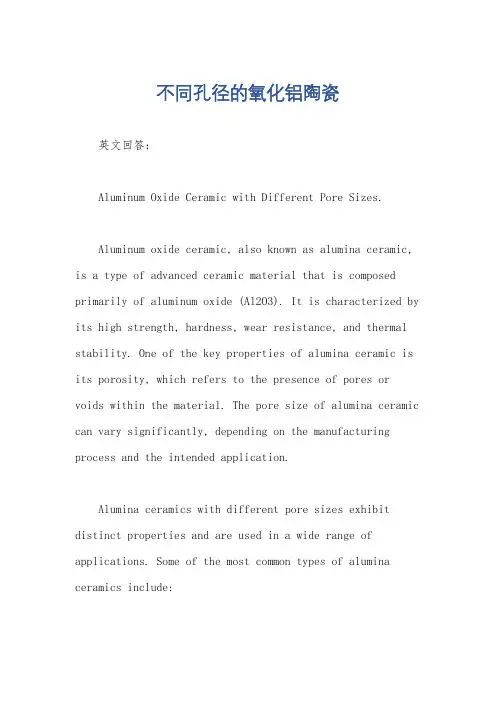 不同孔径的氧化铝陶瓷