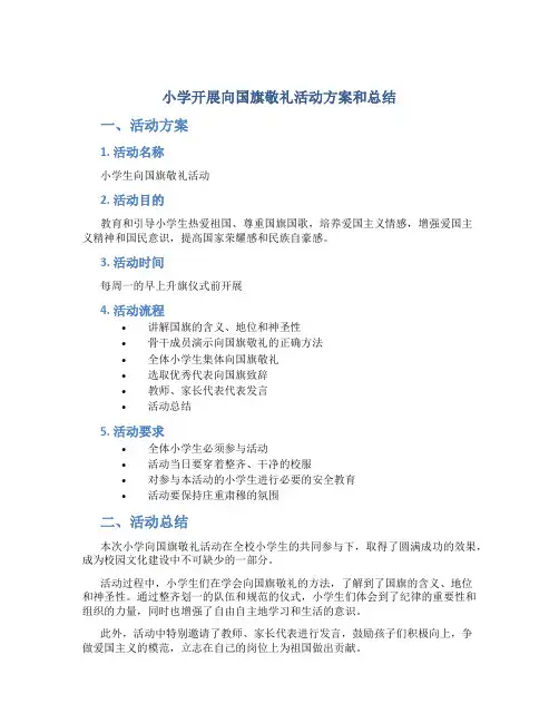 小学开展向国旗敬礼活动方案和总结