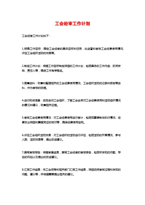 工会经审工作计划