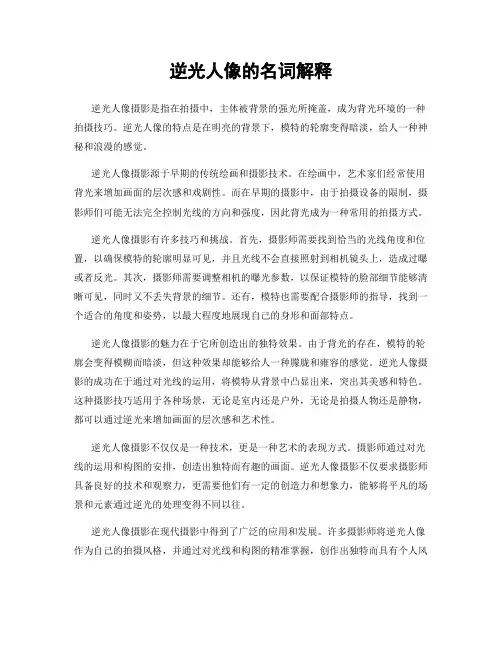 逆光人像的名词解释