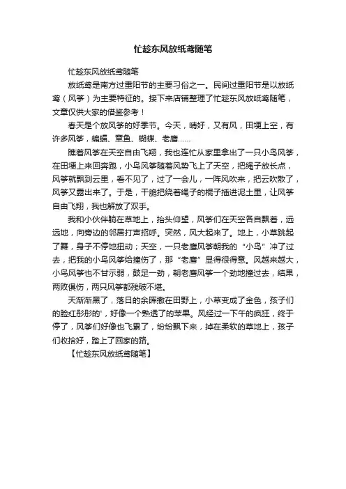 忙趁东风放纸鸢随笔
