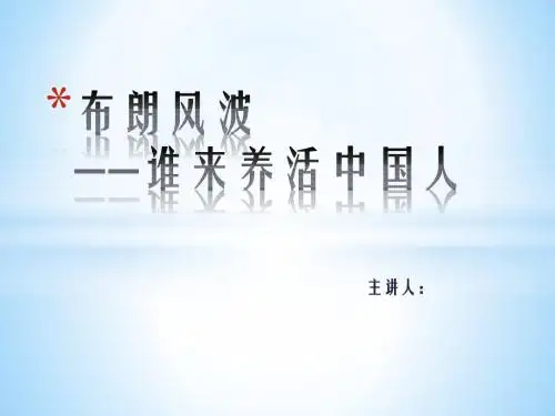 布朗风波——谁来养活中国人