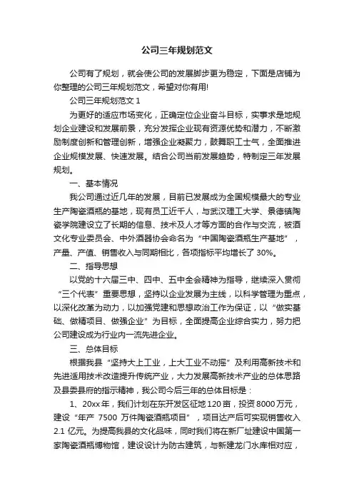 公司三年规划范文