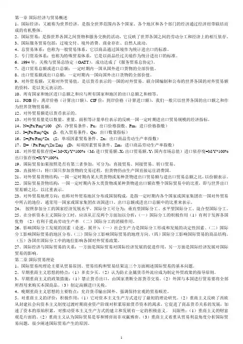 黑大二学历《对外经济管理概论》各种重点