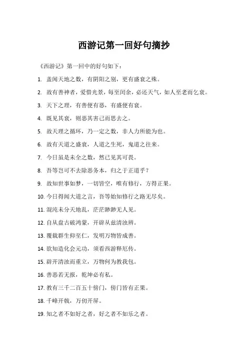 白话文西游记第一回好句