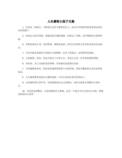 人生感悟小段子文案
