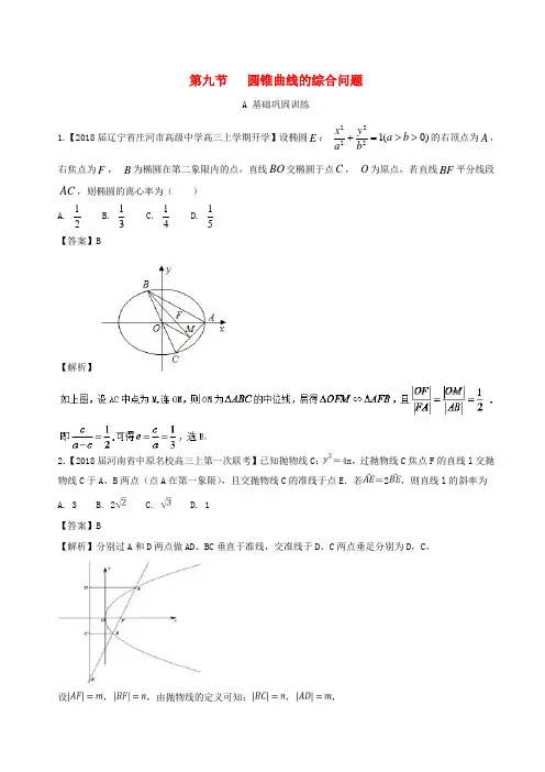 (浙江版)2018年高考数学一轮复习(讲+练+测)： 专题9.9 圆锥曲线的综合问题(练)