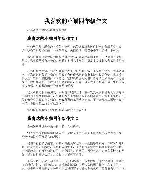 我喜欢的小猫四年级作文