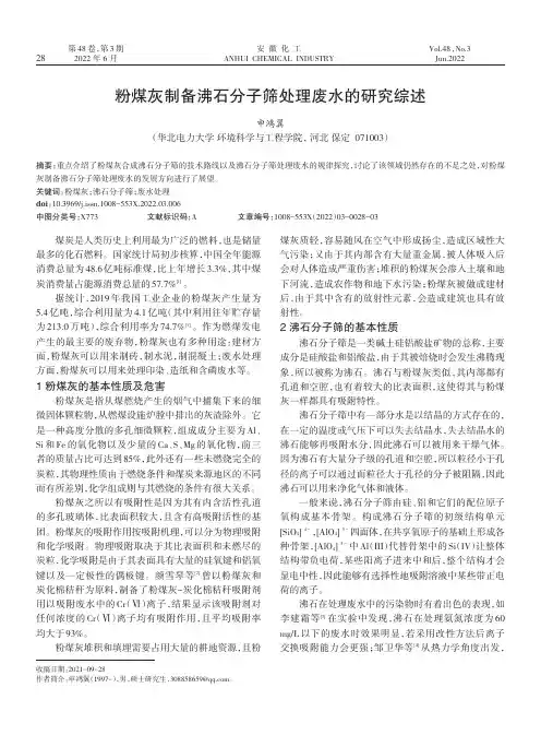 粉煤灰制备沸石分子筛处理废水的研究综述