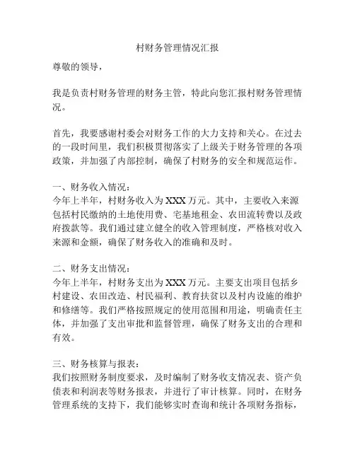 村财务管理情况汇报