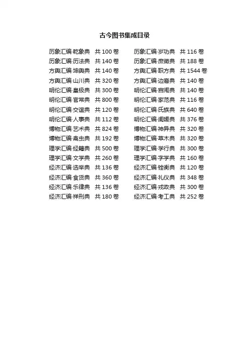 古今图书集成目录