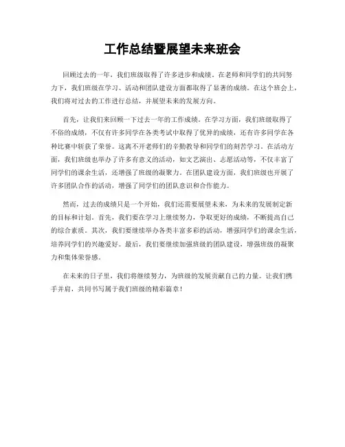 工作总结暨展望未来班会