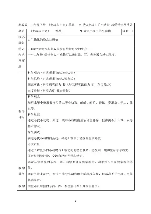《寻访土壤里的小动物(一)》教学设计