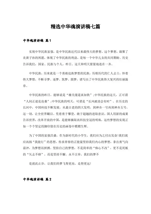 精选中华魂演讲稿七篇