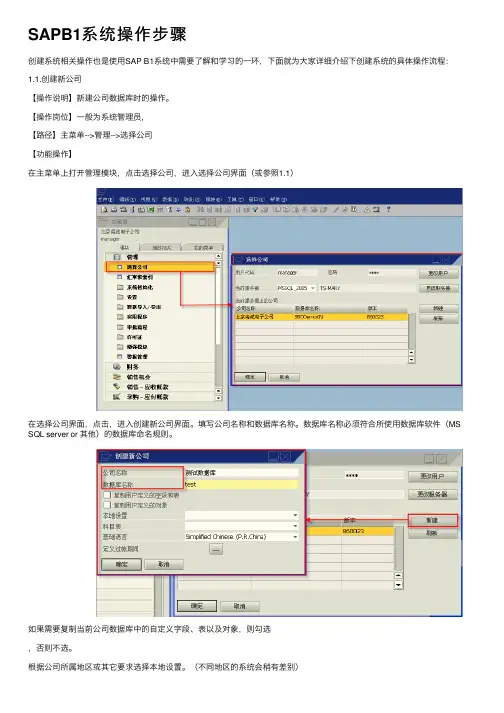 SAPB1系统操作步骤