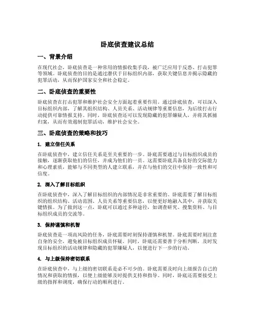 卧底侦查建议总结