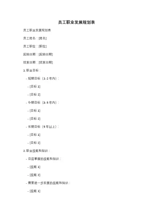 员工职业发展规划表