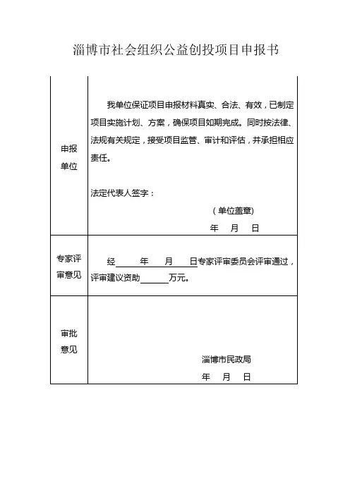 公益创投表格