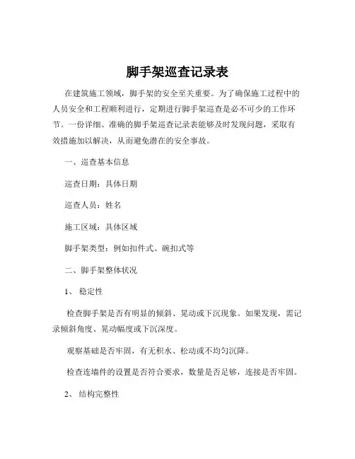 脚手架巡查记录表