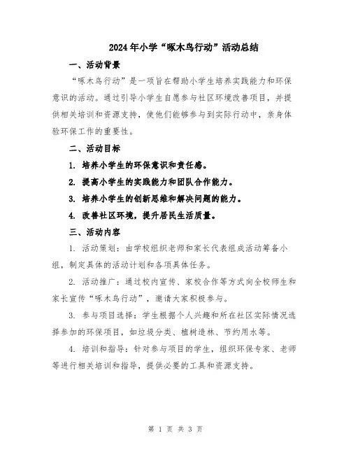 2024年小学“啄木鸟行动”活动总结