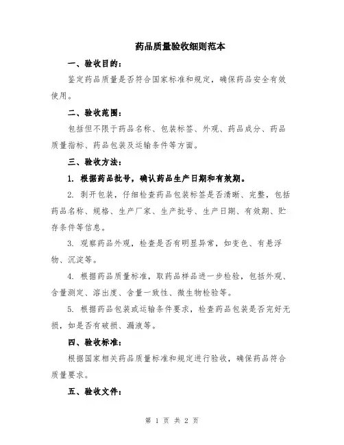药品质量验收细则范本