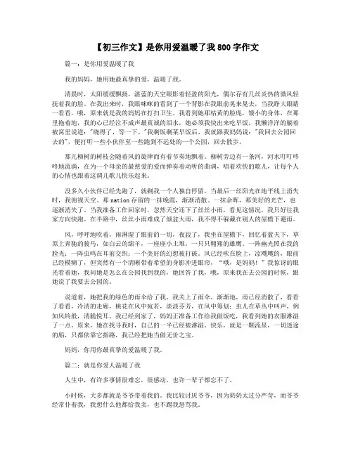 【初三作文】是你用爱温暖了我800字作文