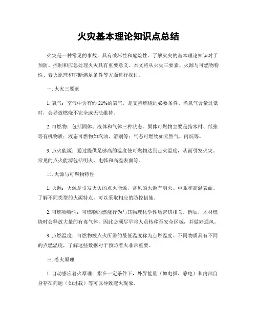 火灾基本理论知识点总结