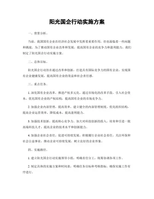 阳光国企行动实施方案