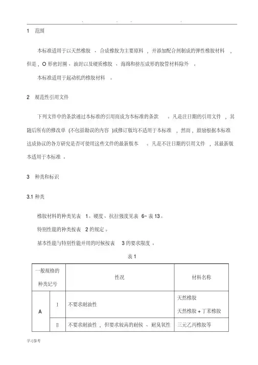 橡胶材料一般规范标准[详]